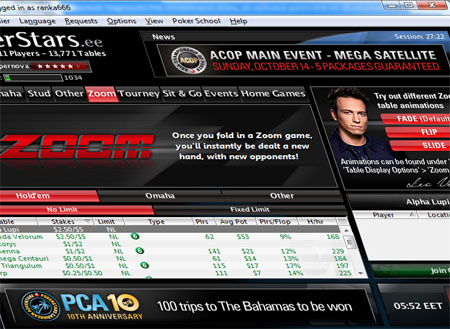 Pokerstars töötab Zoom ja Rush pokkeri patendi jõustamise strateegia kallal