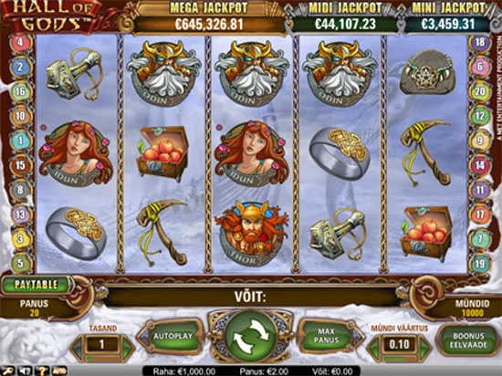 Hall of Gods mänguautomaadil võideti 6,7 miljoni euro suurune jackpot Hall of Gods mänguautomaadil võideti 6,7 miljoni euro suurune jackpot