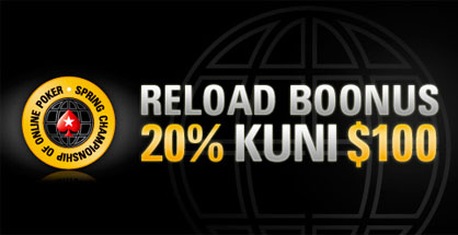 Pokerstarsis SCOOP puhul sissemakse boonus ja seda summas kuni $100