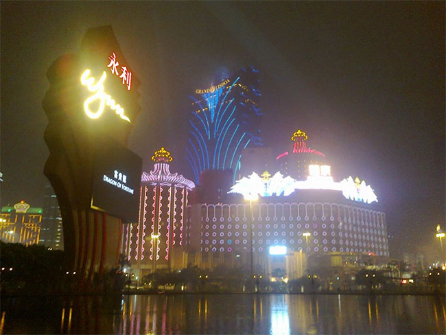 Vaade Macau kasiinodele. 