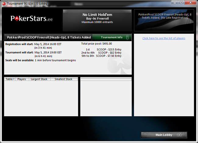 pokerstars headsup freeroll