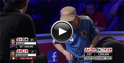 KILD WSOP-lt: pokkerimängija tähistamas käe võitu, mõistmata, et vastasel on nuts