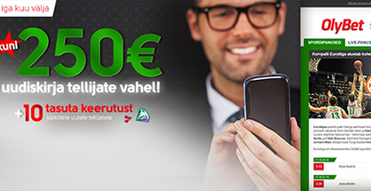 OlyBet jagab kuni €250 uudiskirjaga liitunute vahel
