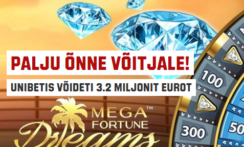 Unibetis võideti 3,2 miljoni euro suurune jackpot