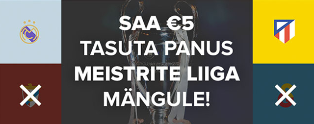 Tonybetis tasuta 5-eurone panus Meistrite Liiga mängule
