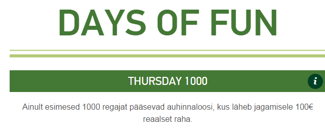 PAF loosib 1000 kiirema vahel välja €100 reaalset raha