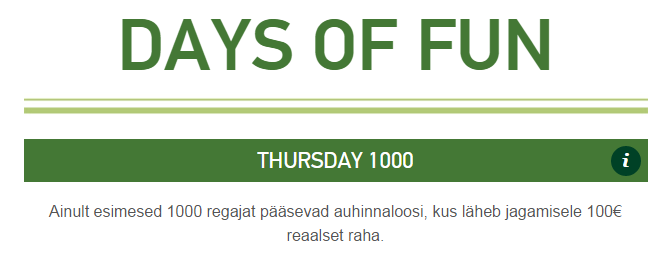 PAF loosib 1000 kiirema vahel välja €100 reaalset raha