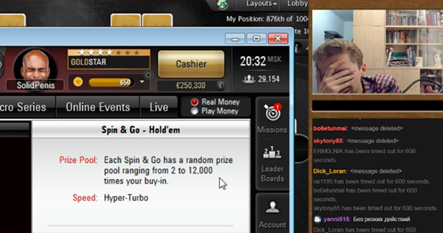Venelane tabas Twitch.TV otseülekandes €300 000 Spin & Go-d! Tema reaktsioon .... Vaata ise!