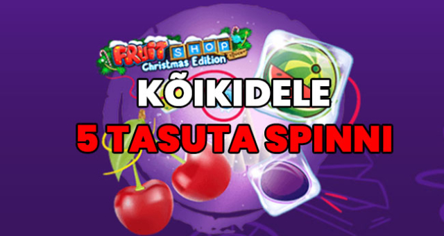 JallaCasinos koheselt kõikidele <font color='red'>5 tasuta spinni</font> mängus Fruit Shop: Christmas Edition
