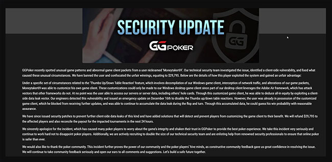 GGPoker'i ametlik vastus MoneyTaker69 superkasutaja skandaalile