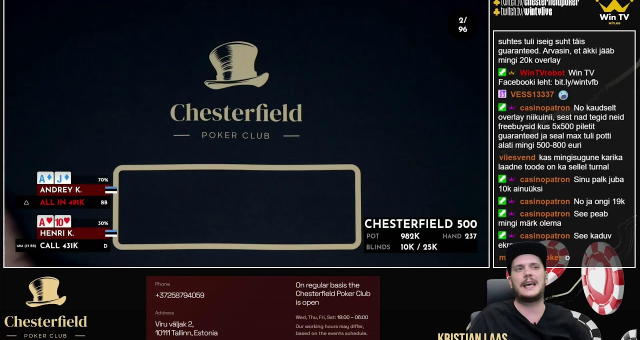VAATA OTSE | Chesterfieldi 50K GTD Thursday finaal
