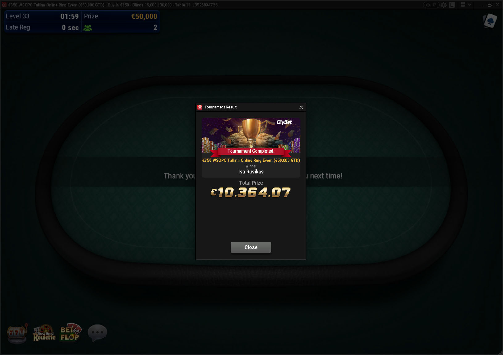 WSOPC Tallinn 2024 Online Ring Event sõrmuseturniiri tiitel tuli Eestisse