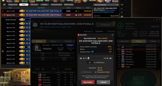 Osta Urmo Velvelti osalusi 5000-dollarilisele WSOP online põhiturniirile