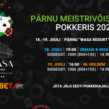 Pärnu meistrivõistlused pokkeris toimuvad ka tänavu – 2025. aasta turniirid mängitakse 18. ja 19. juulil Wasa Resort Hotel & SPA seminariruumis "Suvi".