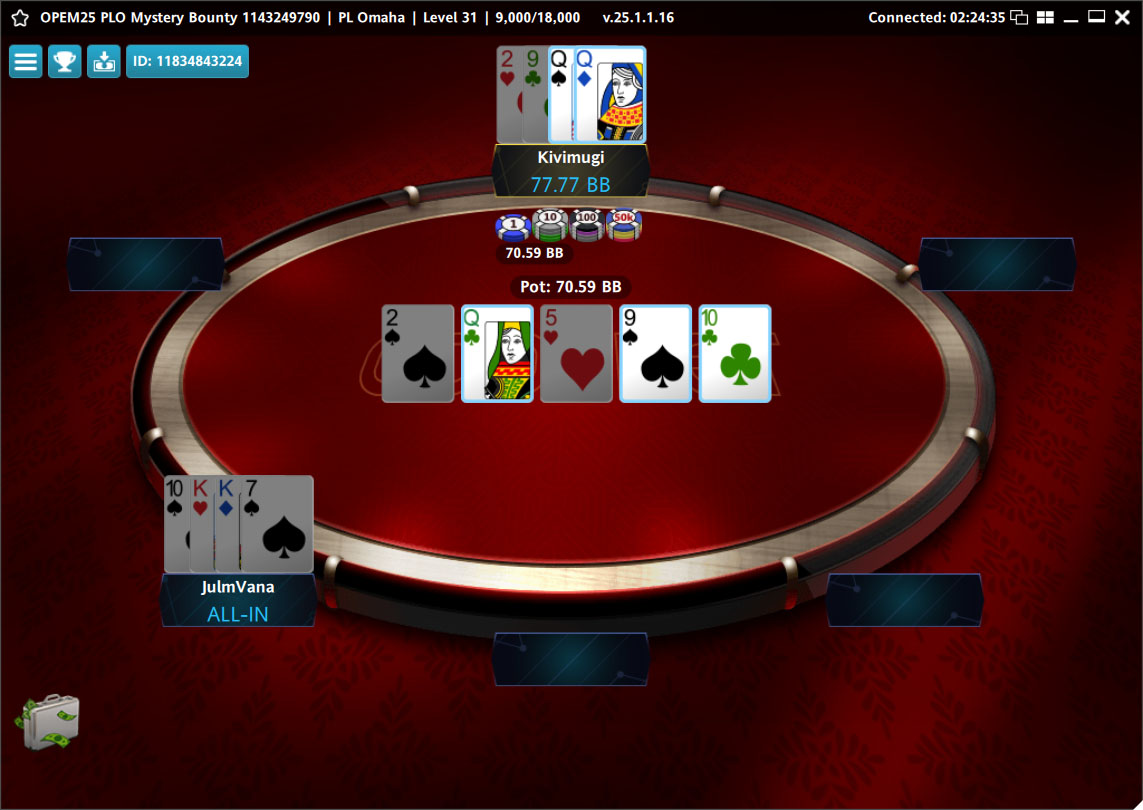 Turniiri viimane käsi. All-in mindi flopis. 