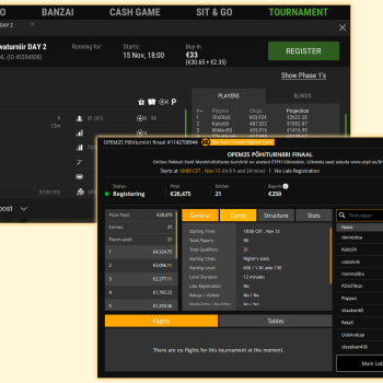 Netipokkeri meistrivõistluste põhiturniiri ja rahvaturniiri finaalid toimuvad täna õhtul kell 18. 