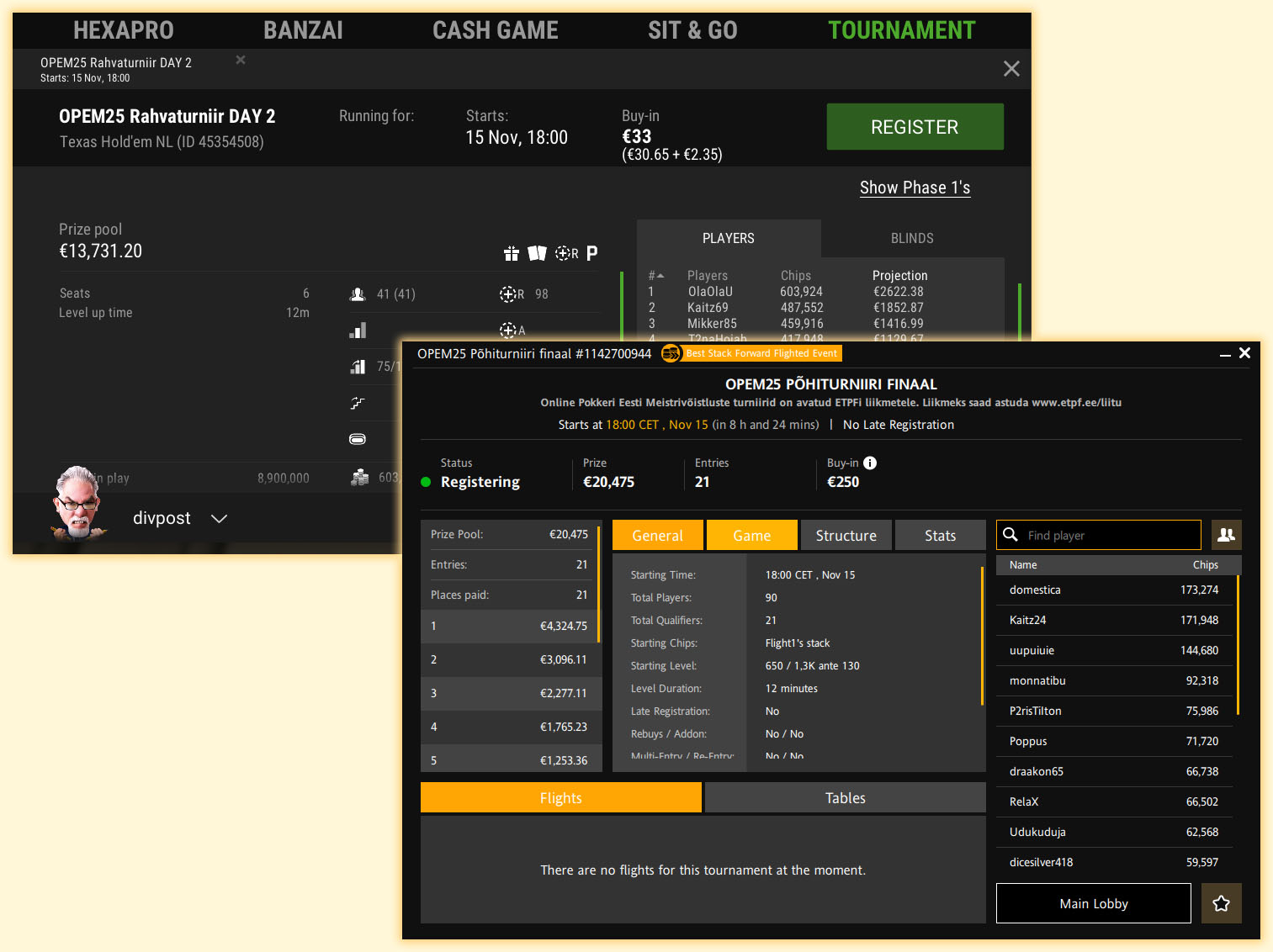 Täna õhtul toimuvad põhiturniiri ja rahvaturniiri finaalid