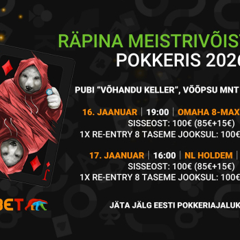 2026. aasta Räpina meistrivõistlused pokkeris toimuvad 16. ja 17. jaanuaril Räpina pubis Võhandu Keller.